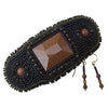 Tango - Bead Embroidered Black and Goldstone Barrette