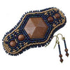 Tango - Bead Embroidered Blue and Goldstone Barrette